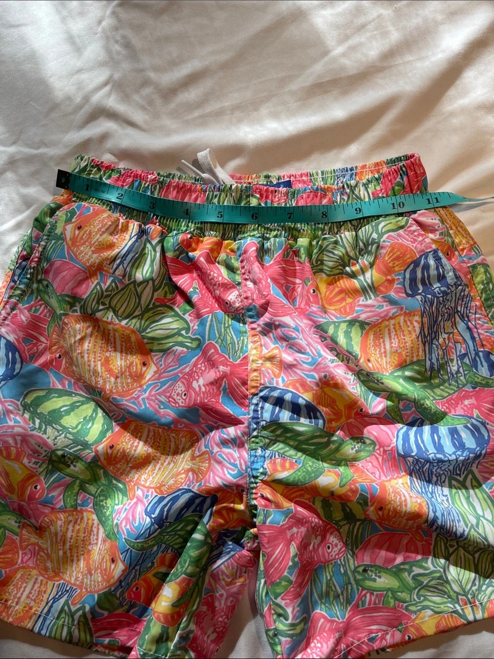J. Bailey Kids Pink Tropical Fish Swim Trunks with Elastic Waist
